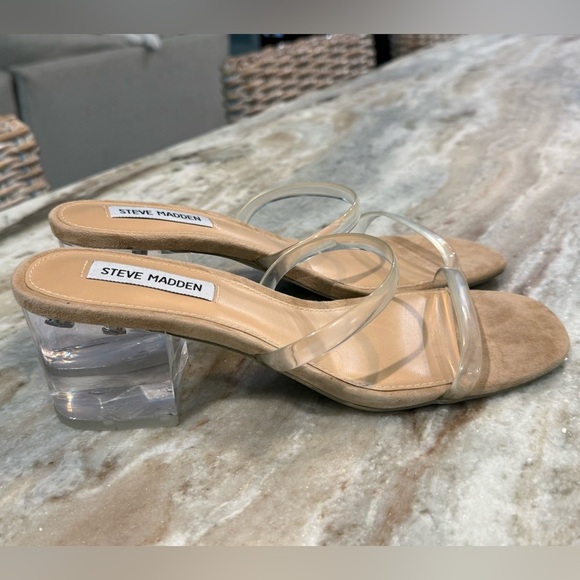 Women’s STEVE MADDEN Issy clear vinyl strappy mule sandals- Size 8 - Picture 3 of 8